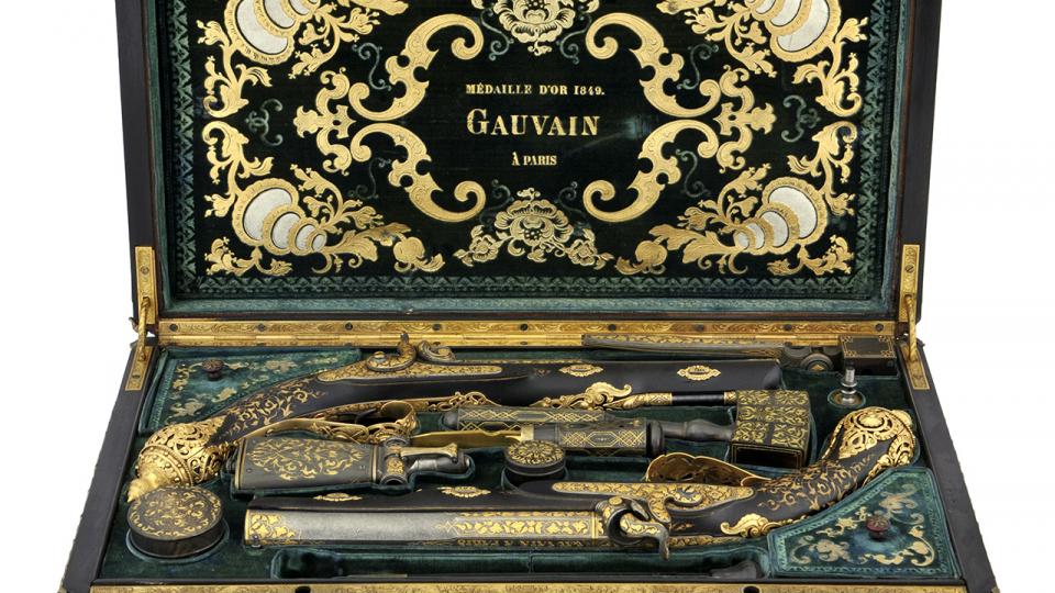 Paire de pistolets à percussion, 1853, Coffret Alfred Gauvain, Paris