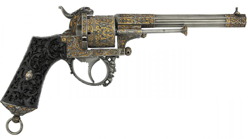 Revolver de luxe ciselé Lefaucheux 1870 Fabr liégeoise