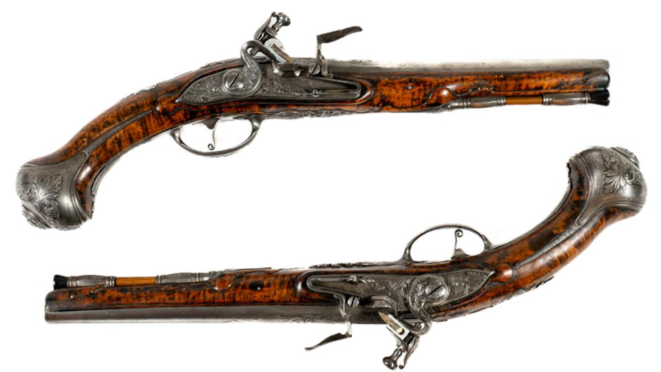 Henri Devillers, Paire de pistolets à silex Système Devillers, vers 1730 - Copyright Ville de Liège - Grand Curtius